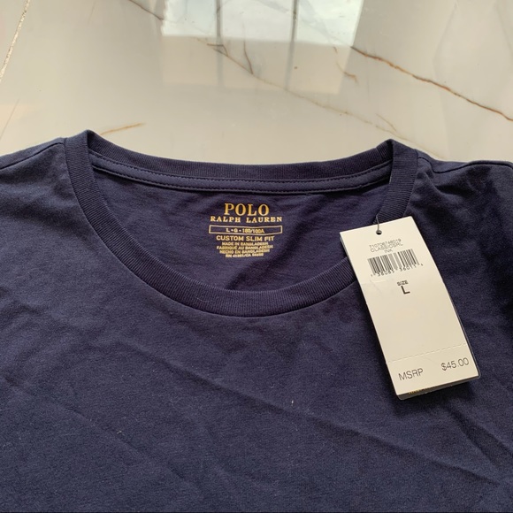 Polo Ralph Lauren Men's Custom Slim Fit Logo T-Shirt Short Sleeve Blue - Picture 4 of 8